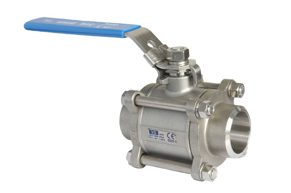 Stainless steel BSP Ball valve, Butt weld 3-piece